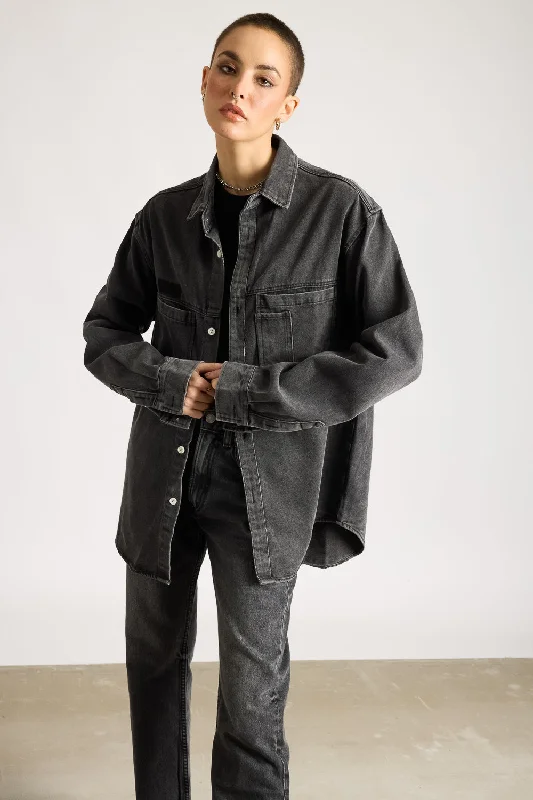 Only a Few Left – Order Now!Denim Blank Tag Shacket