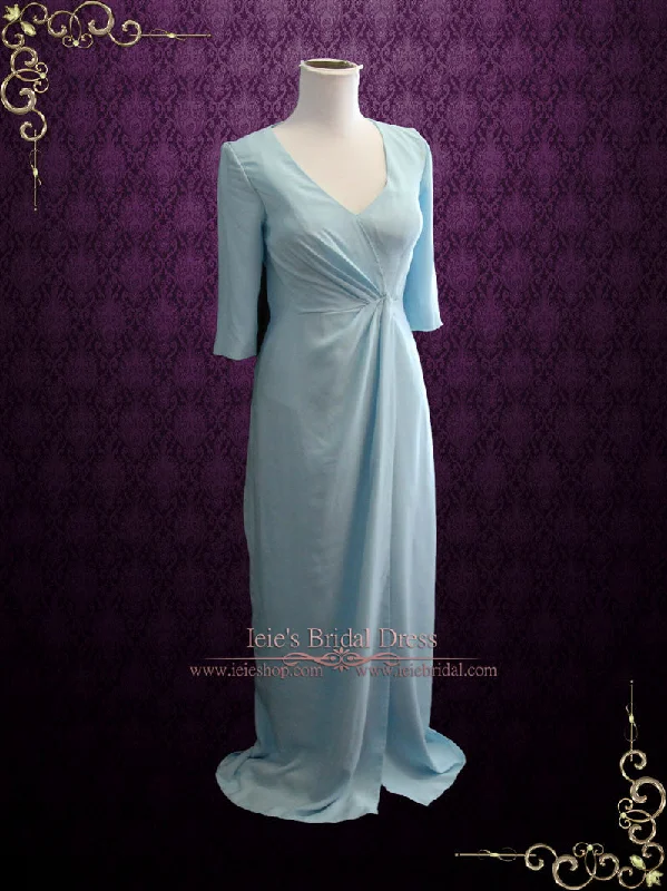Massive Price Cuts!Powder Blue Formal Evening Prom Dress with Mid Sleeves | Kimberly