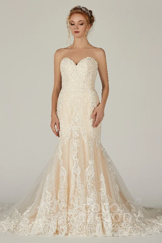 Save More Than Ever!Trumpet-Mermaid Chapel Train Tulle Wedding Dress CW2298