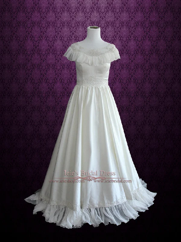 Exclusive Deals Just for You!Victorian Vintage Style Wedding Dress with Modest Neckline CERA