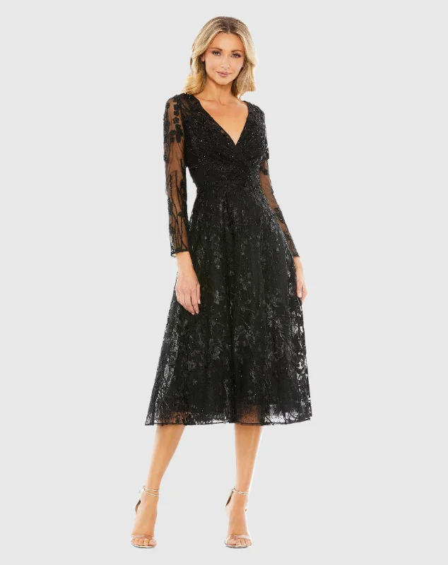 Crazy Discounts Inside!Embellished Floral Long Sleeve Dress