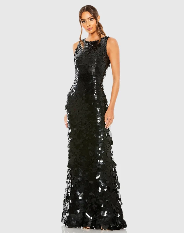 Act Fast – Limited Time Savings!Sleeveless Disc Sequin Gown