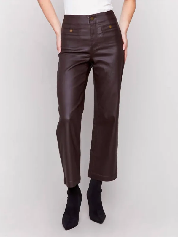 Limited-Time Price Drop!Coated Flare Pants In Mocha