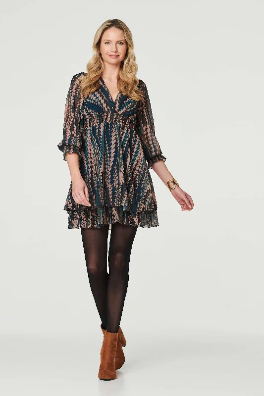 Save Money, Shop Happy!Printed Layered Hem Mini Dress