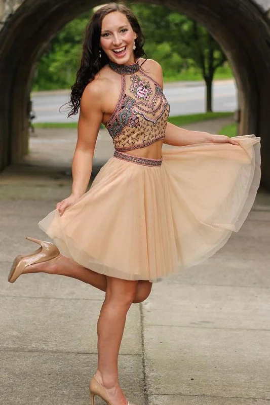 Limited Deals, Unlimited Savings!High Neck Short Homecoming Dresses 2019, Floral Embroidery Homecoming Dresses Party Dresses cg1637