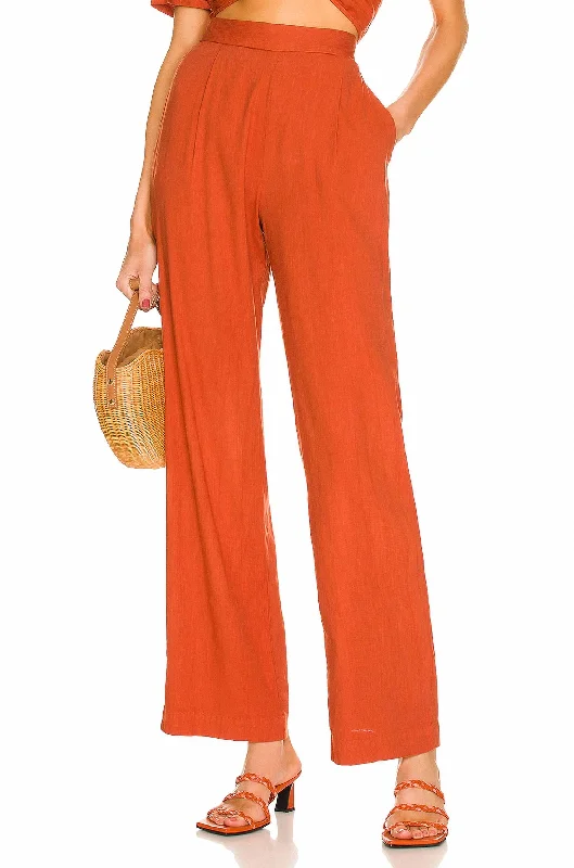 Don’t Wait – Deals Won’t Last!Linen Pleat Pant In Faded Rust