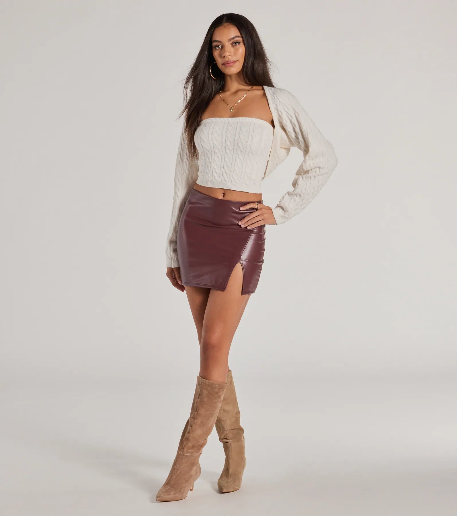 Price Drops You’ll Love!Bold Allure Faux Leather Mini Skirt