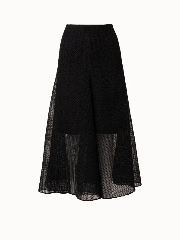 Price Drop Alert!Cotton Techno Grid A-Line Midi Skirt