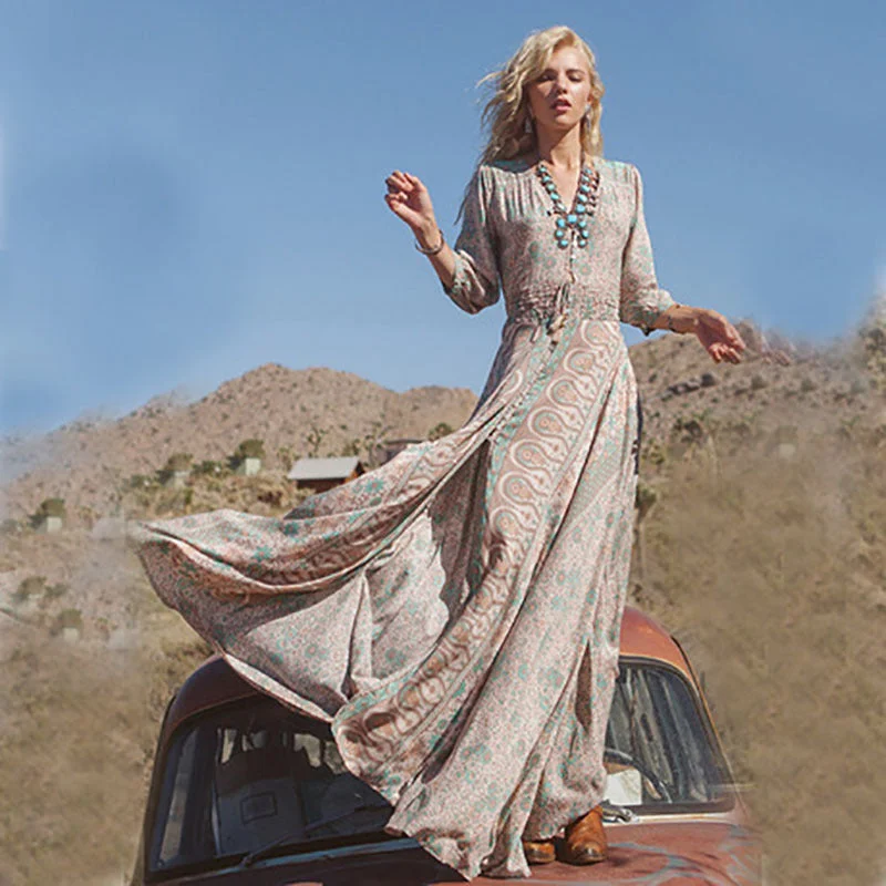 Get More, Spend Less – Shop Now!Chiffon Printed Printing Women's Fashion Tassel Dress
