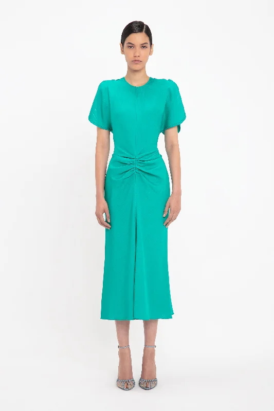 Your Favorite Sale is Back!Gathered Waist Midi Dress In Peacock