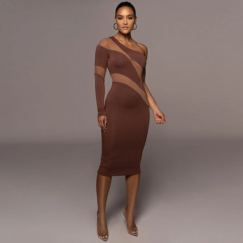 Your Discount is Waiting!Jill Mesh See Through Patchwork Midi Dress
