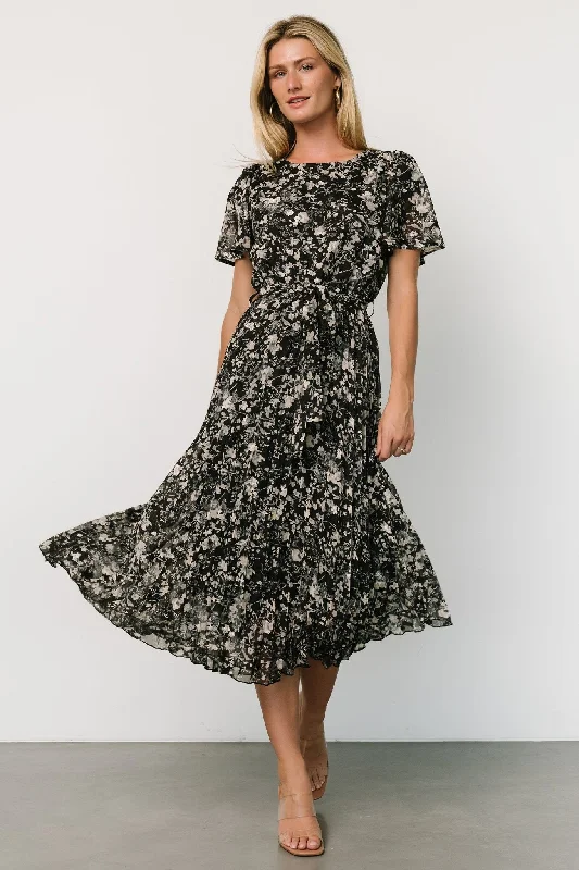 Your Chance to Save is Now!Alexandra Pleated Dress | Black + Slate