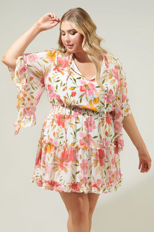 The Best Sale of the Year!Maldonado Floral Amorcito Bell Sleeve Mini Dress Curve