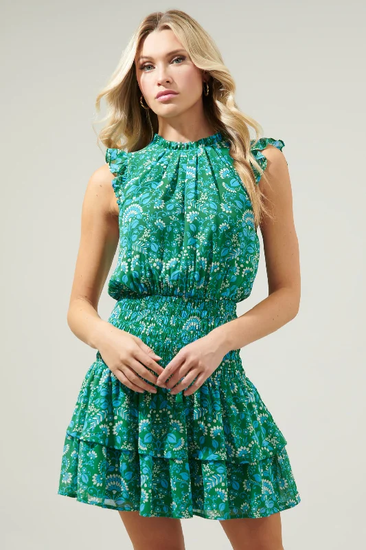 Find Your Perfect Deal Today!Rainier Paisley Trolly Smocked Mini Dress